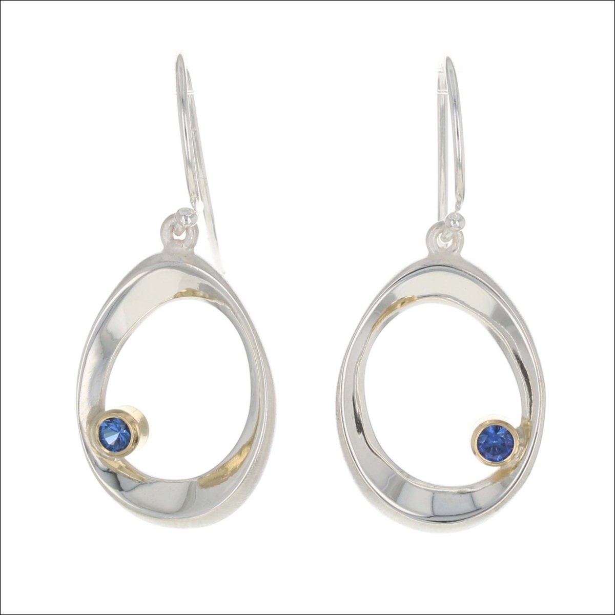 Sapphire Oval "Shapes" Earrings Sterling Silver 18KY - JewelsmithEarrings