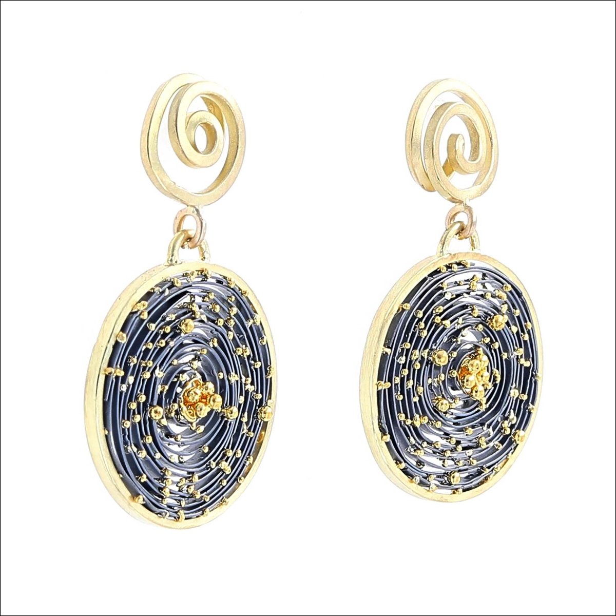 Spiral Galaxy Earrings 18KY 22KY Sterling Silver Entry #4 - JewelsmithEarrings