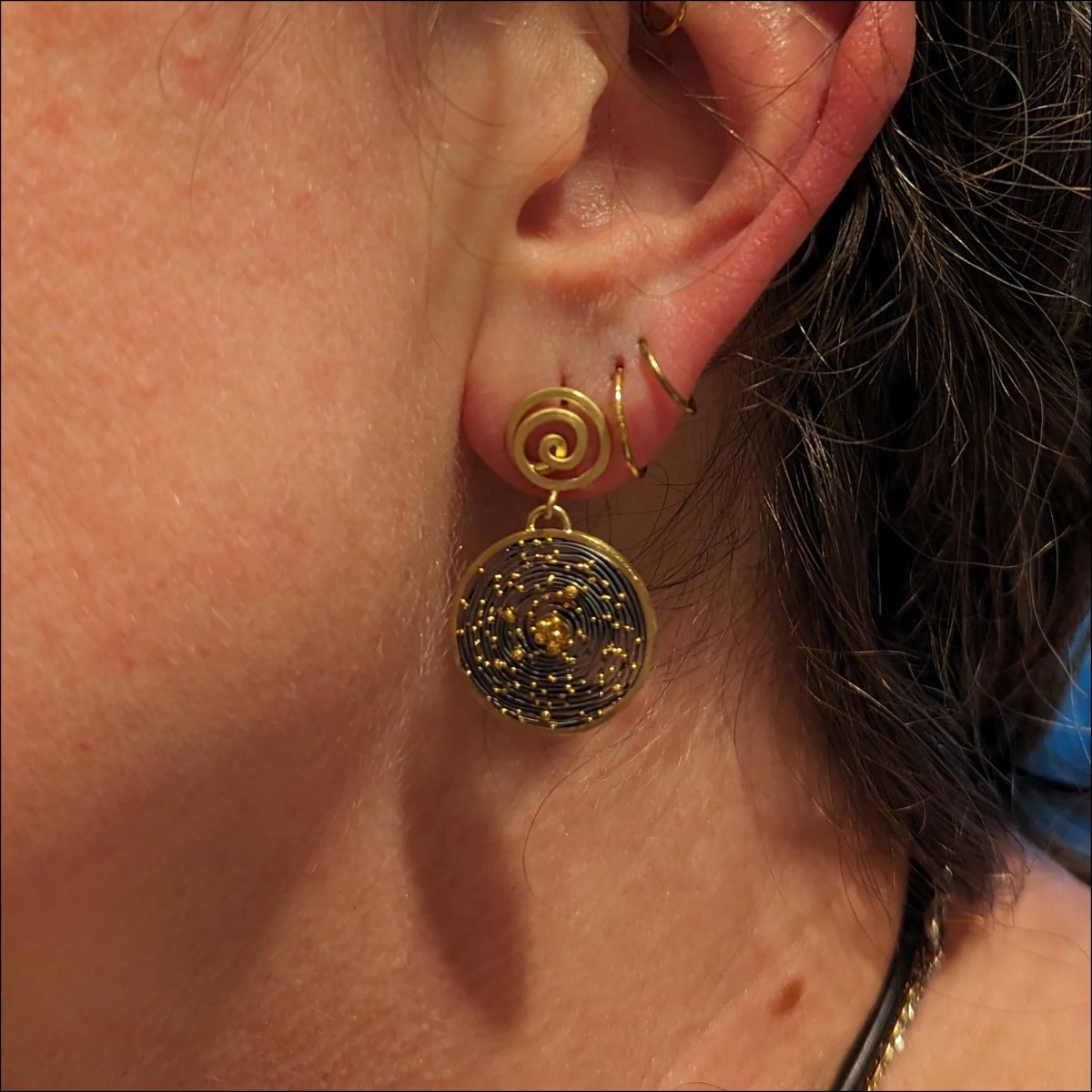 Spiral Galaxy Earrings 18KY 22KY Sterling Silver Entry #4 - JewelsmithEarrings