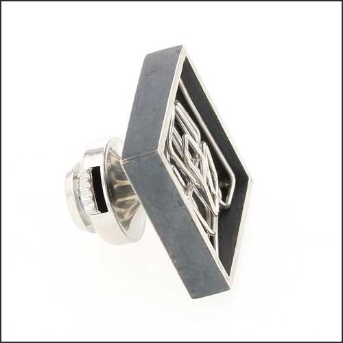 Square Abstract Wire Lapel Pin Sterling Silver - JewelsmithLapel Pins