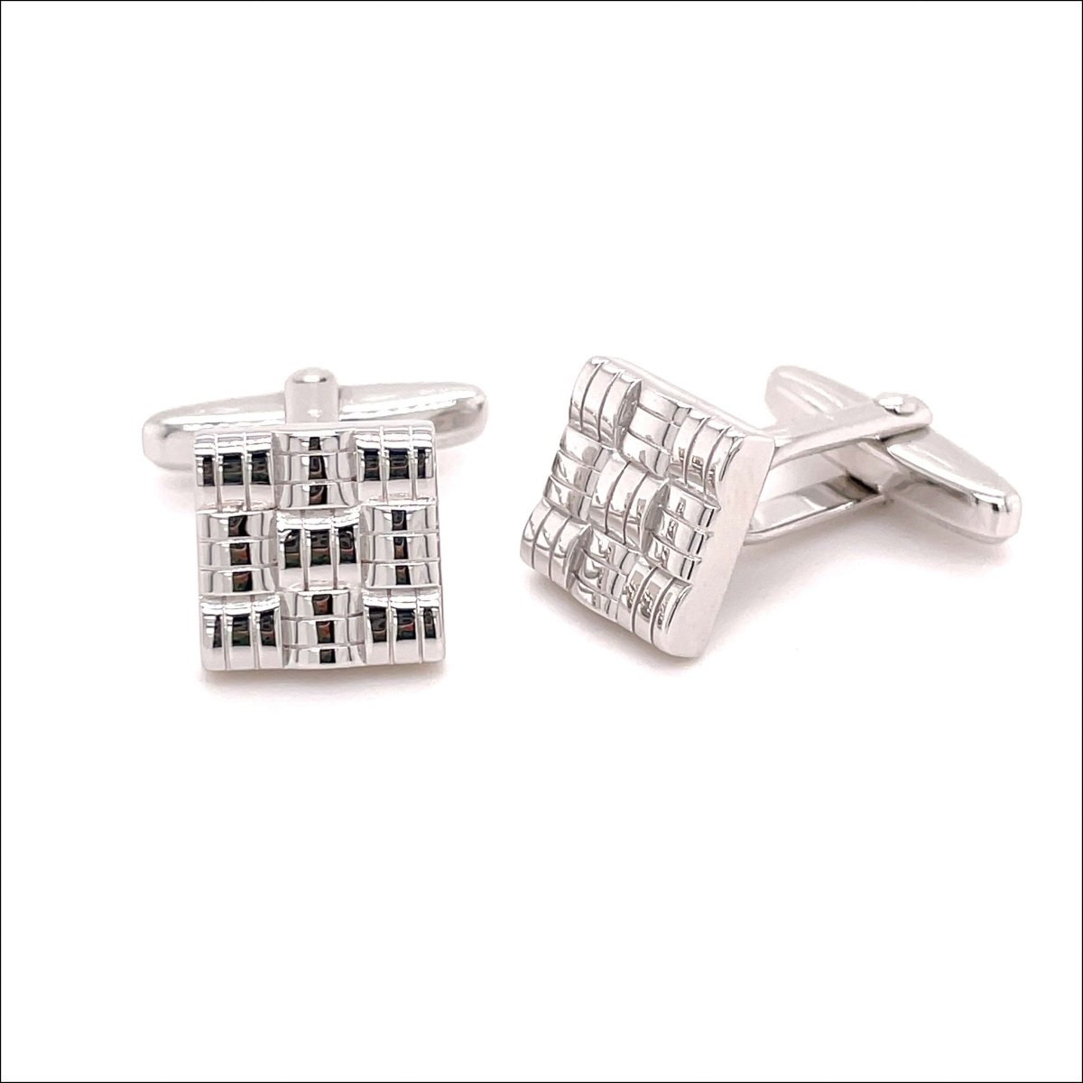 Square Cross Hatch Cufflinks Sterling Silver - Jewelsmith