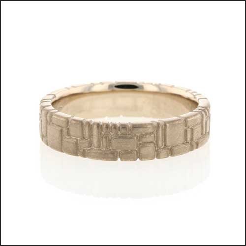 Stone Wall Wedding Band 14KW - JewelsmithBands