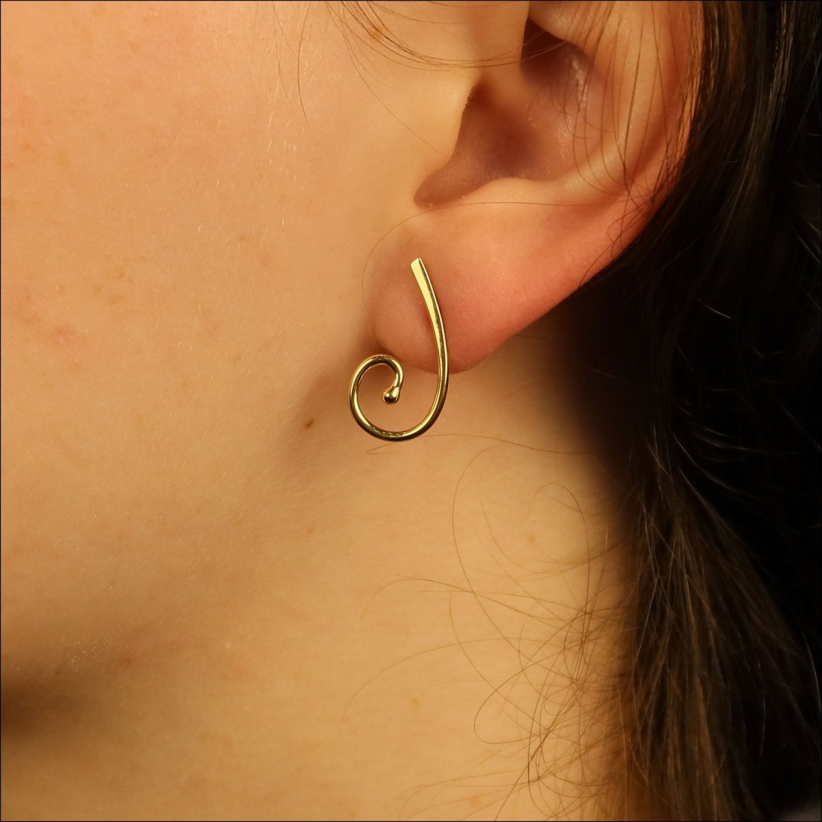 Swirl Stud Drop Earrings 18KY (Consignment) - JewelsmithEarrings