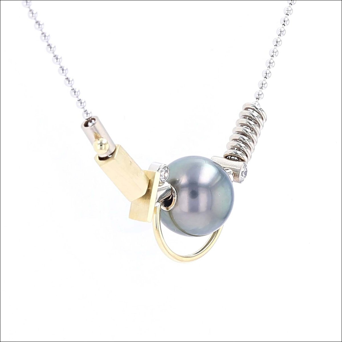 Tahitian Pearl Diamond "Parts" Necklace 18KY 14KW - JewelsmithNecklaces