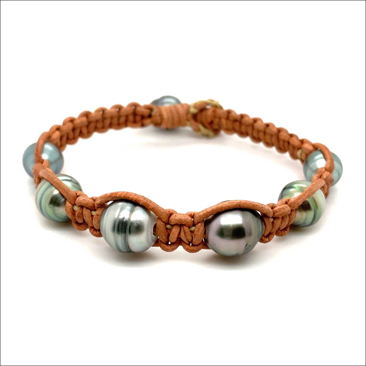 Tahitian Pearl Woven Brown Leather Bracelet - JewelsmithBracelets