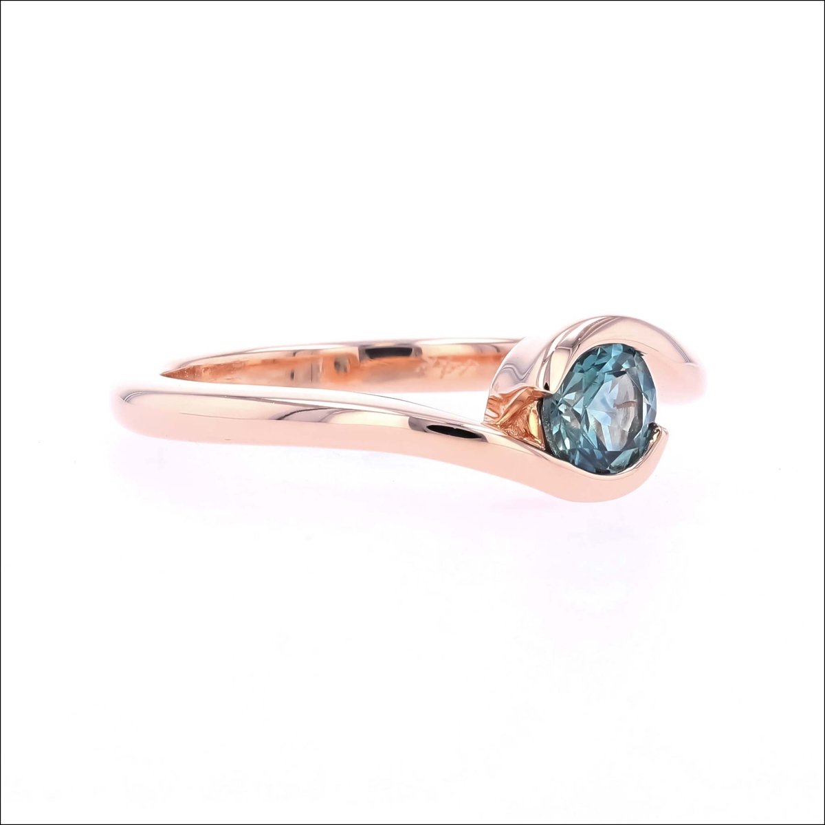 Teal Montana Sapphire Bypass Ring 14K Rose - JewelsmithRings