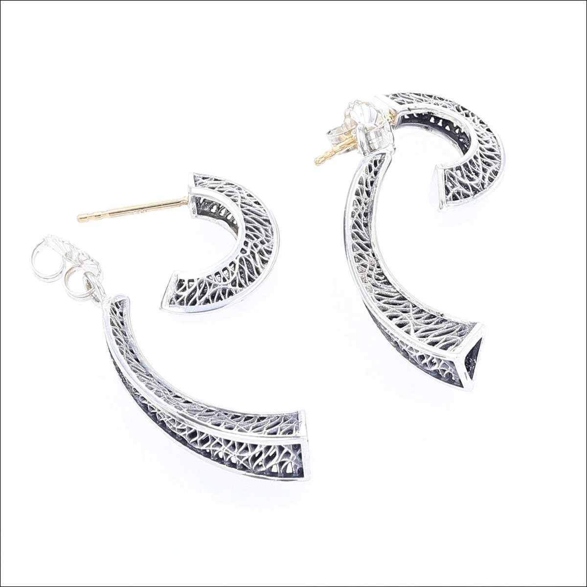 Textured Front and Back Earrings Sterling Silver Entry #2 - JewelsmithEarrings