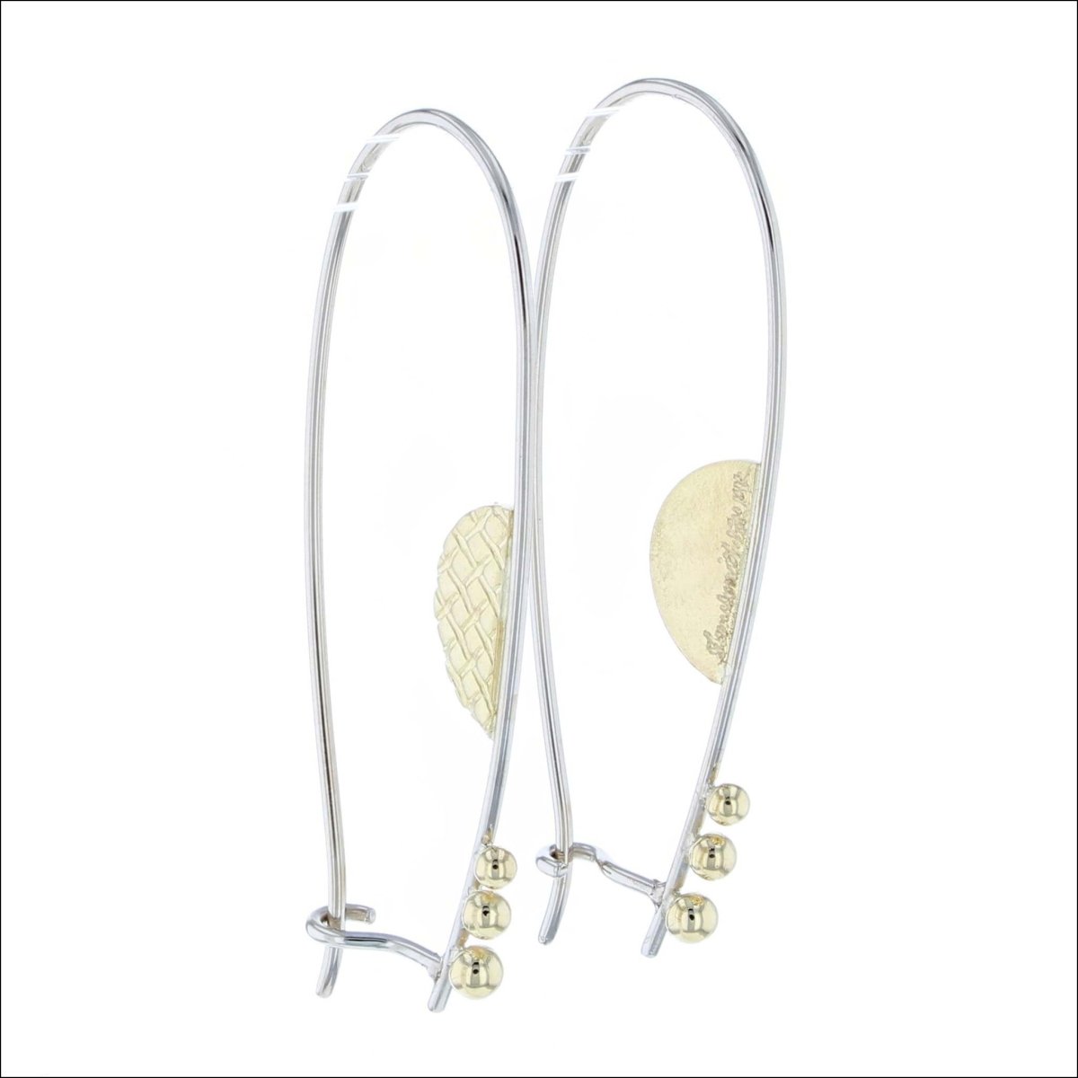 Textured Half Circle Wire Threader Earrings 14KW 18KY - JewelsmithEarrings