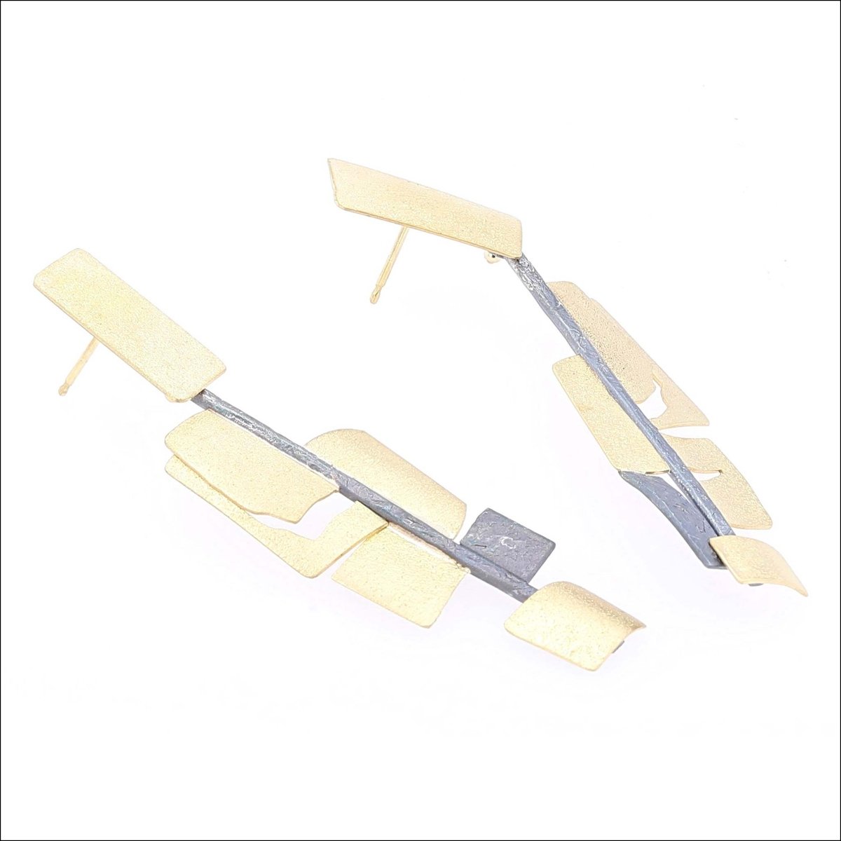 Textured Rectangles Earrings 18KY Sterling Silver Entry #6 - JewelsmithEarrings