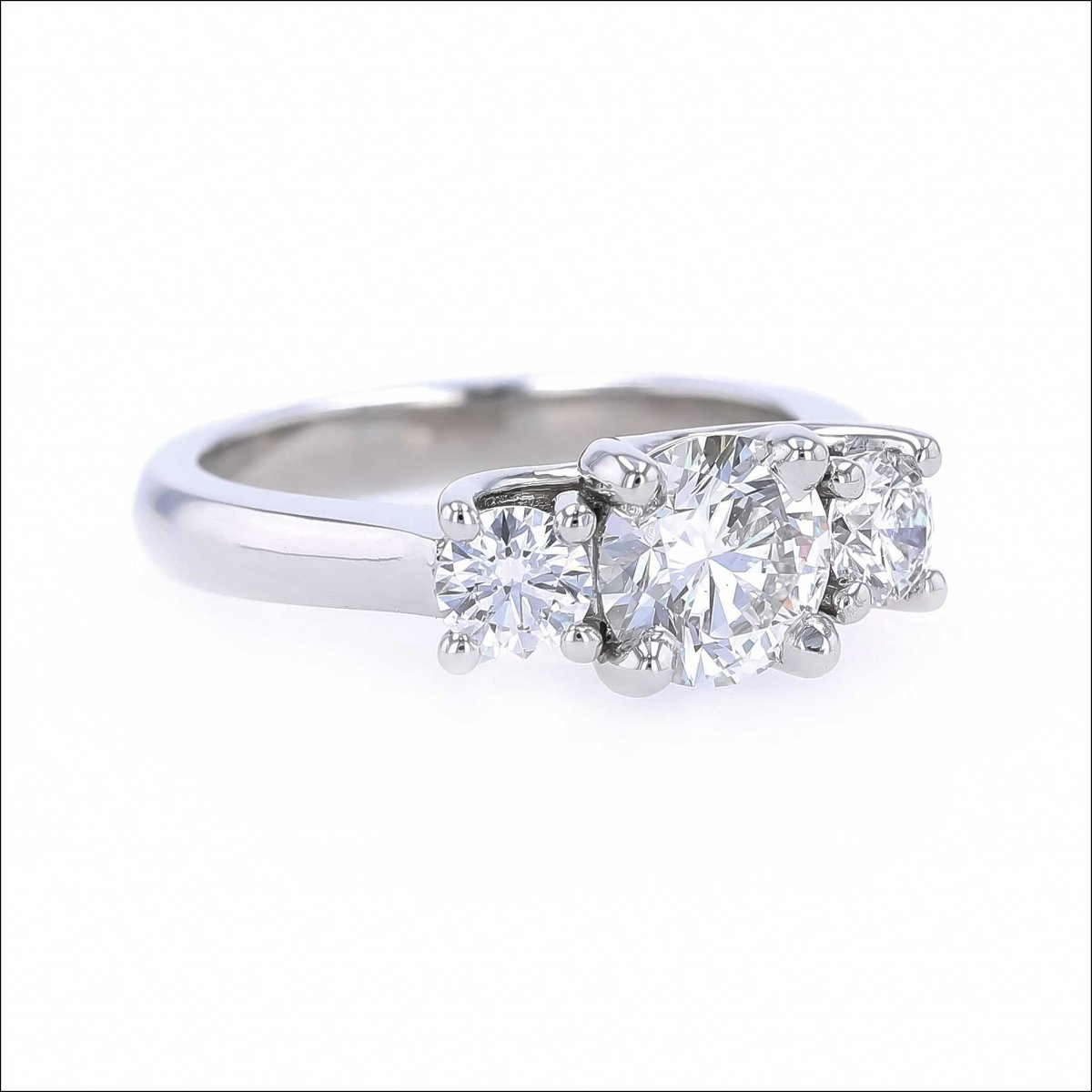 Three-Stone Diamond Trellis Engagement Ring Platinum - JewelsmithRings