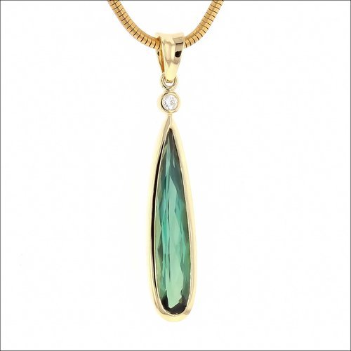 Tourmaline Diamond Pendant 18KY - JewelsmithPendants