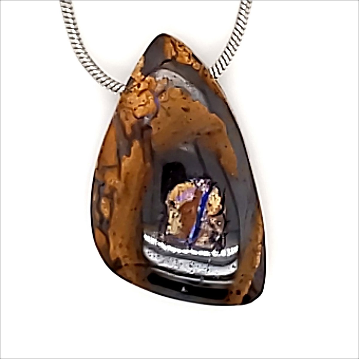 Triangle Boulder Opal Slide Pendant 27.58ct - JewelsmithPendants