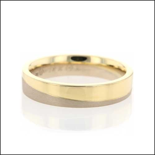 Two-Tone Bisecting Wedding Band 14KW 18KY - JewelsmithBands