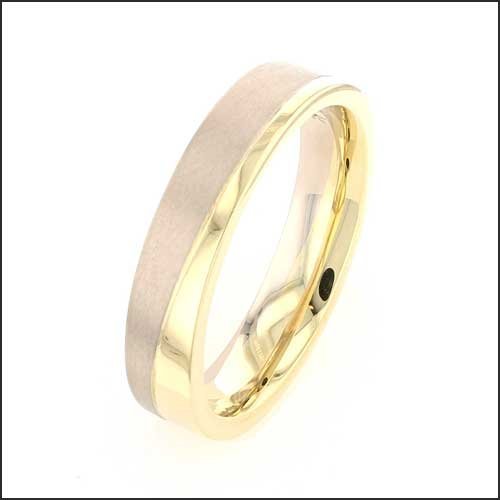 Two-Tone Bisecting Wedding Band 14KW 18KY - JewelsmithBands