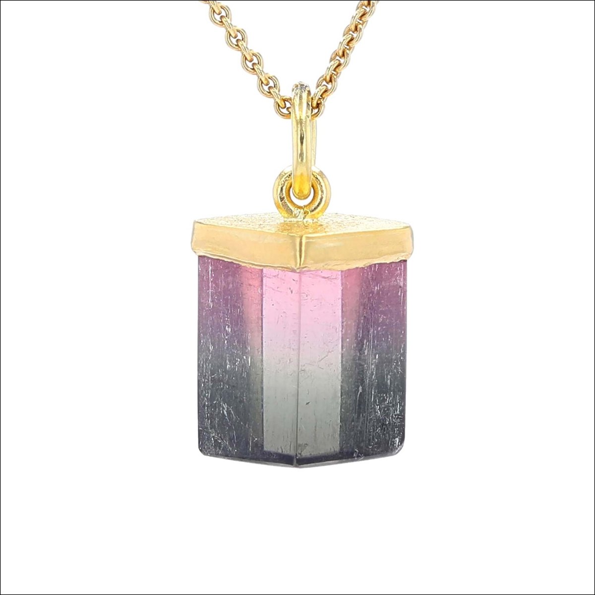 Watermelon Tourmaline Rhombus Pendant 22KY - JewelsmithPendants