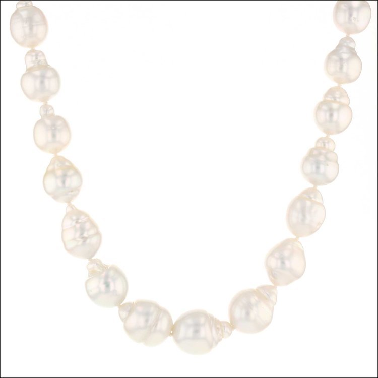White South Sea Pearl Strand Necklace 18" 18KY 14KW - JewelsmithNecklaces