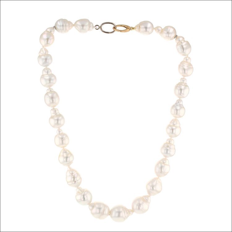 White South Sea Pearl Strand Necklace 18" 18KY 14KW - JewelsmithNecklaces