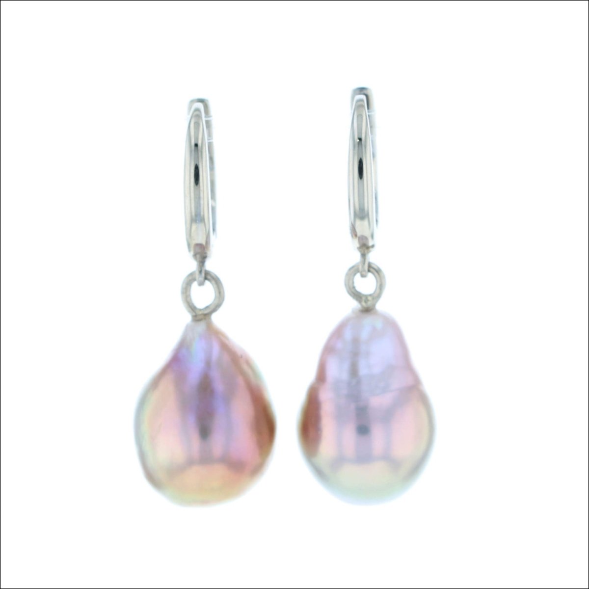 Yangtze Freshwater Fireball Pearl Lever Back Earrings 14KW - JewelsmithEarrings
