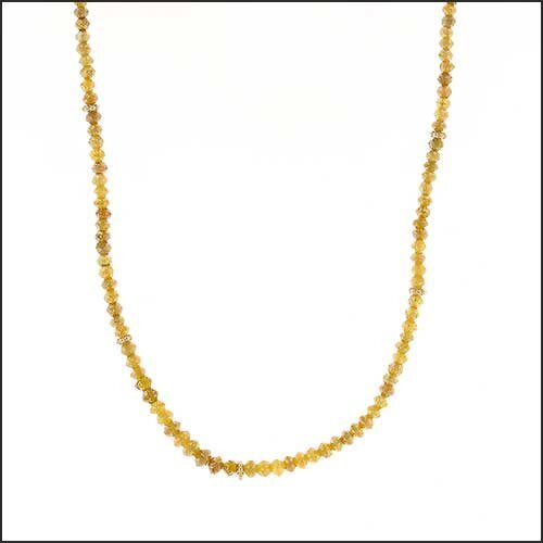 Yellow Diamond Round Bead Strand Necklace 16.5" 18KY - JewelsmithNecklaces