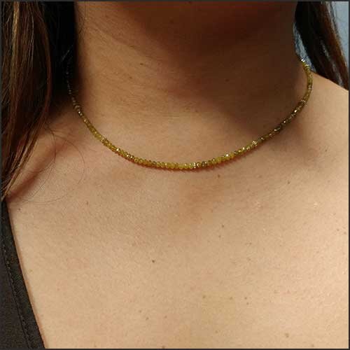 Yellow Diamond Round Bead Strand Necklace 16.5" 18KY - JewelsmithNecklaces