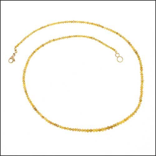 Yellow Diamond Round Bead Strand Necklace 16.5" 18KY - JewelsmithNecklaces