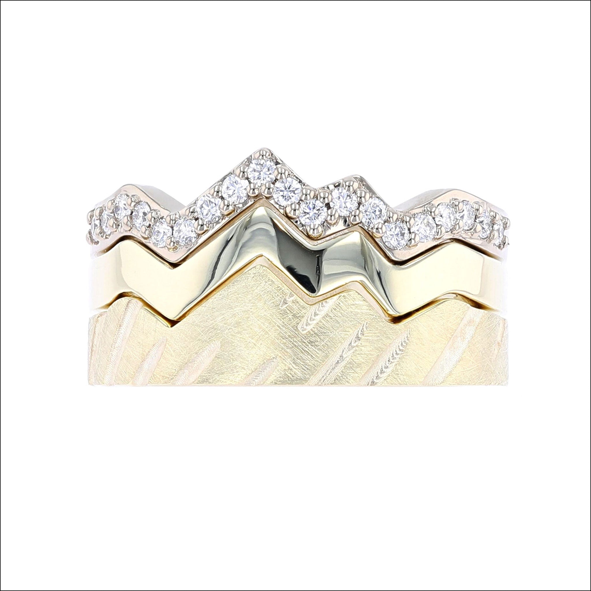 mountain inspired fitted band stacking set of 3