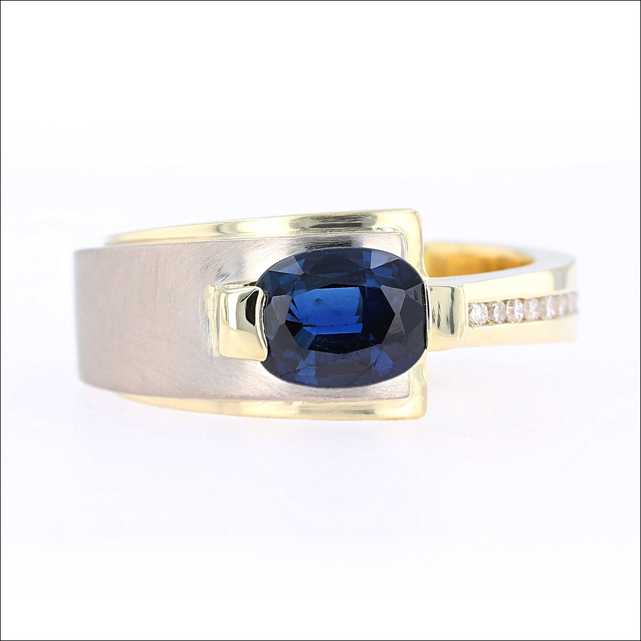 sapphire diamond two tone overlap ring