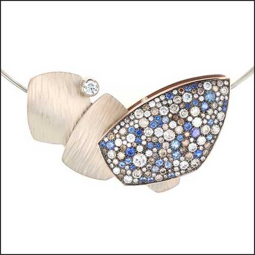 pave multi colored sapphire and diamond pendant