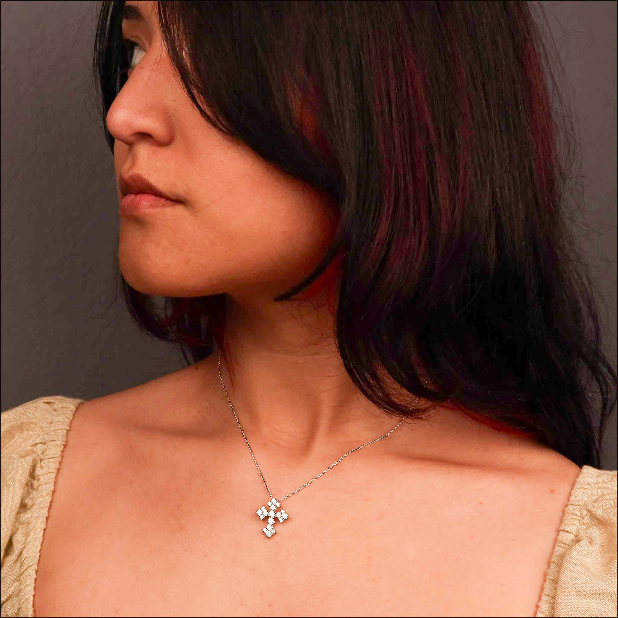 Gothic Style Diamond Cross Pendant Platinum model