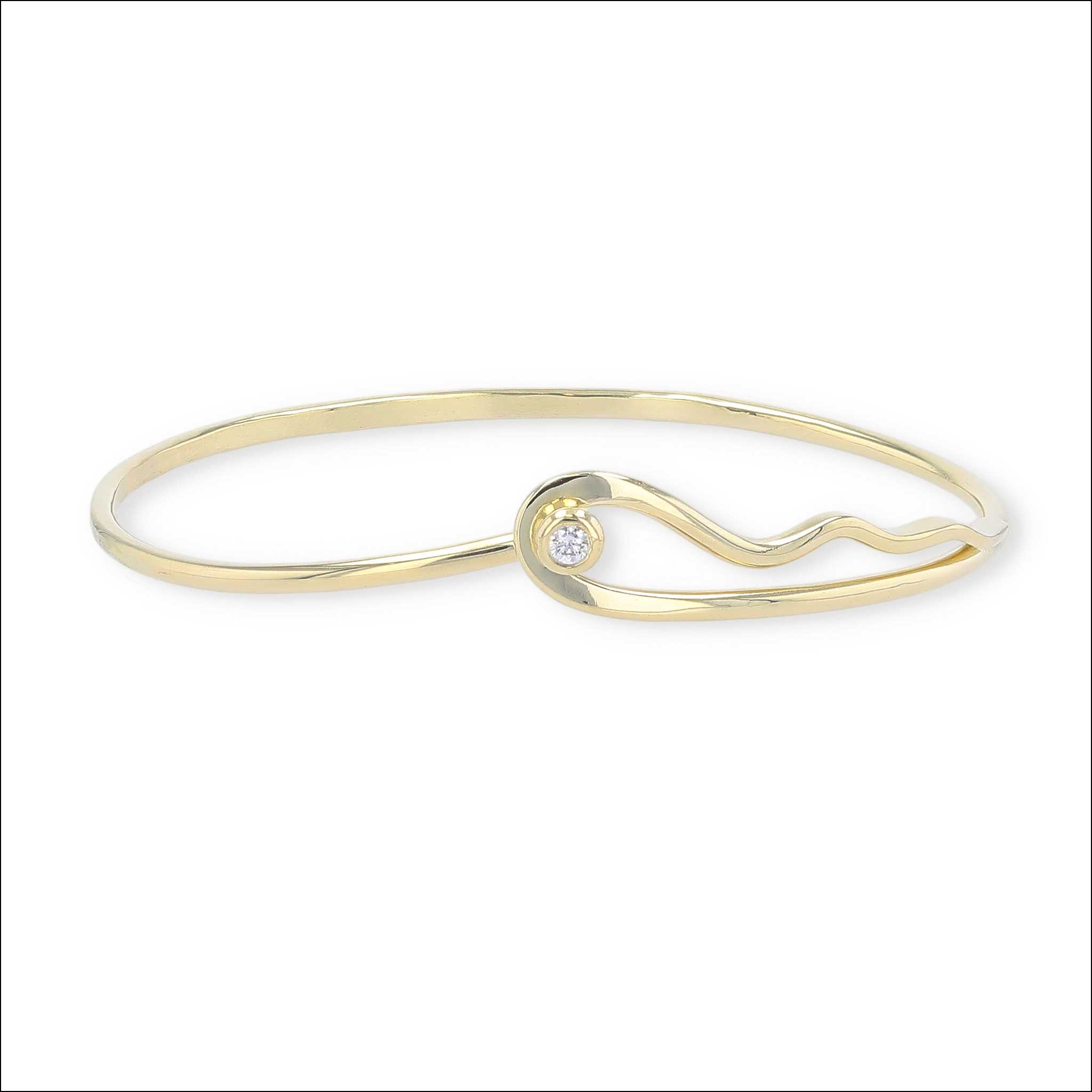 Diamond Squiggle Bangle Bracelet 18KY top handcrafted bracelets, Jewelsmith, Durham, NC