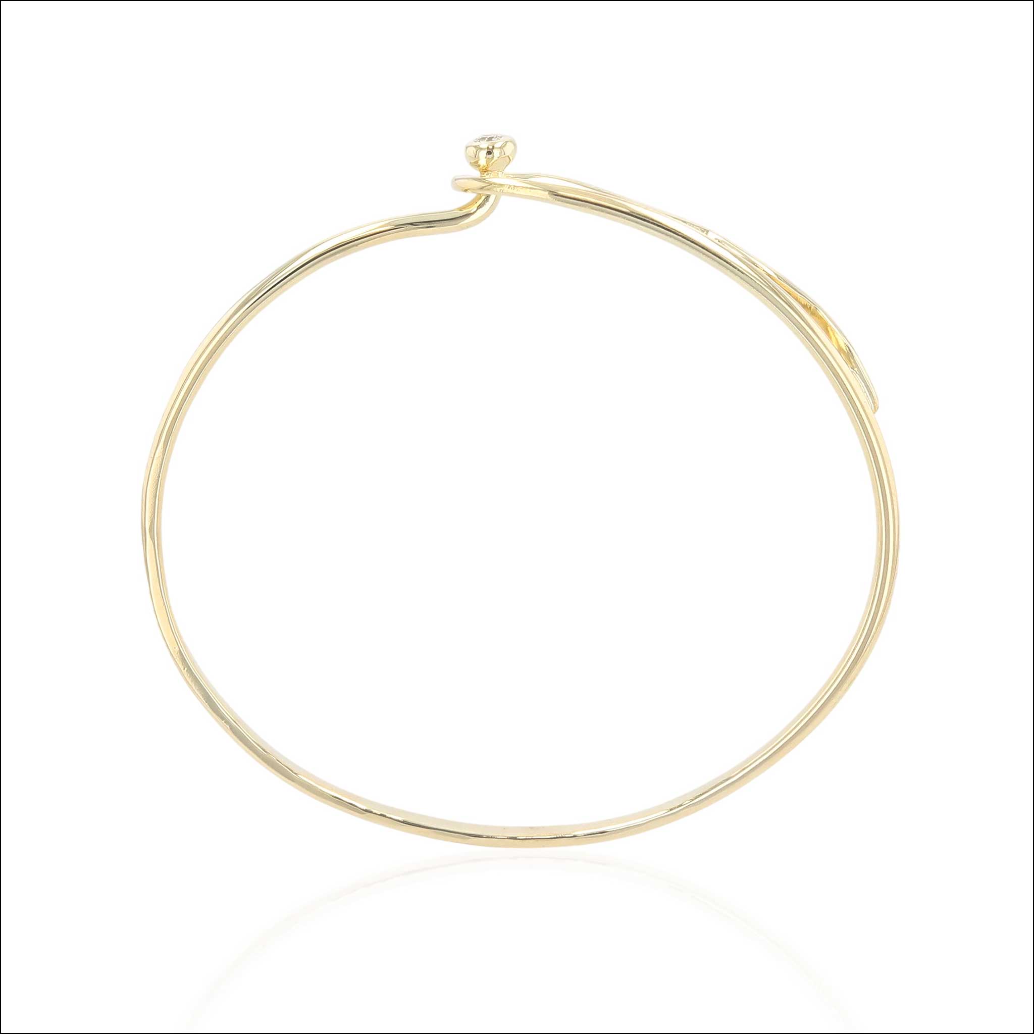 Diamond Squiggle Bangle Bracelet 18KY side handcrafted bracelets, Jewelsmith, Durham, NC