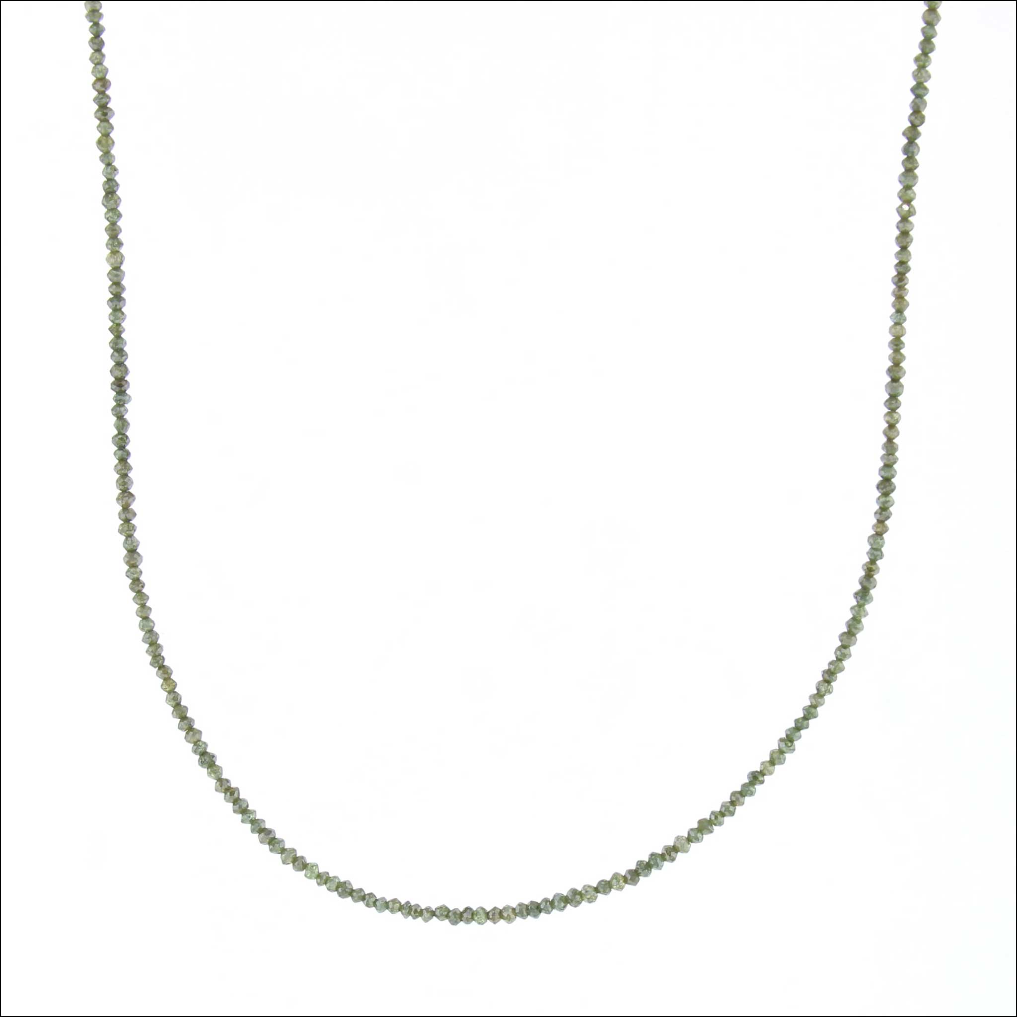 Green Diamond Bead Strand Necklace 18KY 17.5" 13.30cttw detail