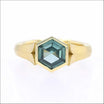 Teal Hexagonal Montana Sapphire Leaf Ring 18KY top