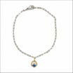 Sapphire Circle Dangle on Paperclip Chain Bracelet 18KY Platinum 7"