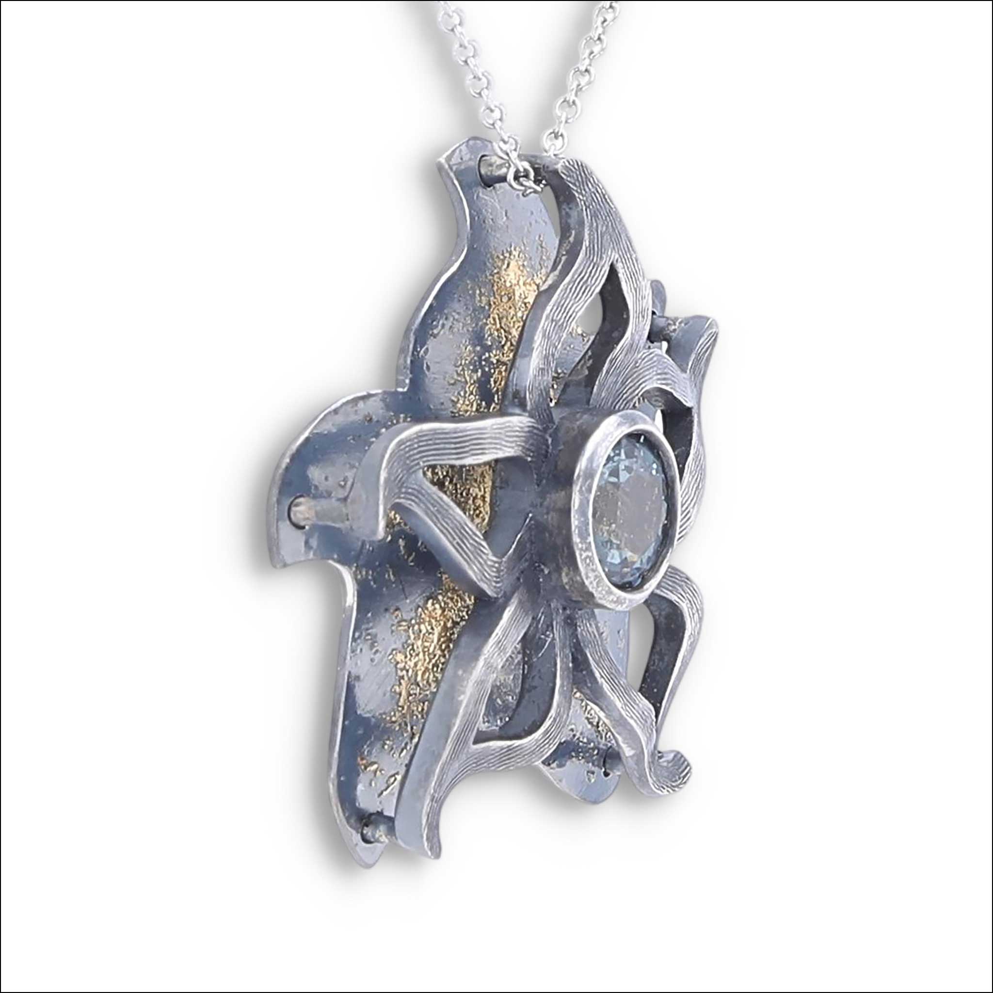 Gray Spinel Flower Pendant 22KY Sterling Silver side