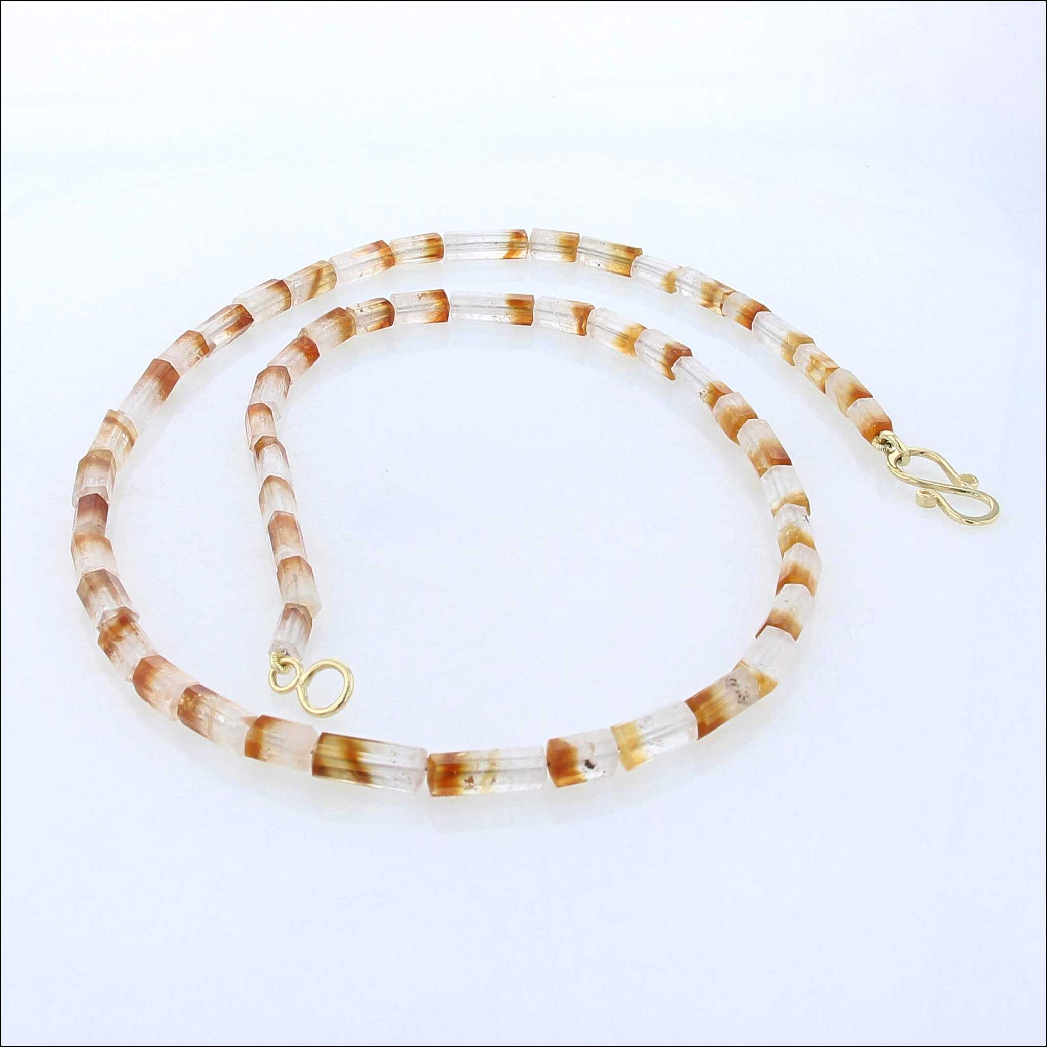 Bi-color Citrine Bead Strand Necklace 18KY 18"