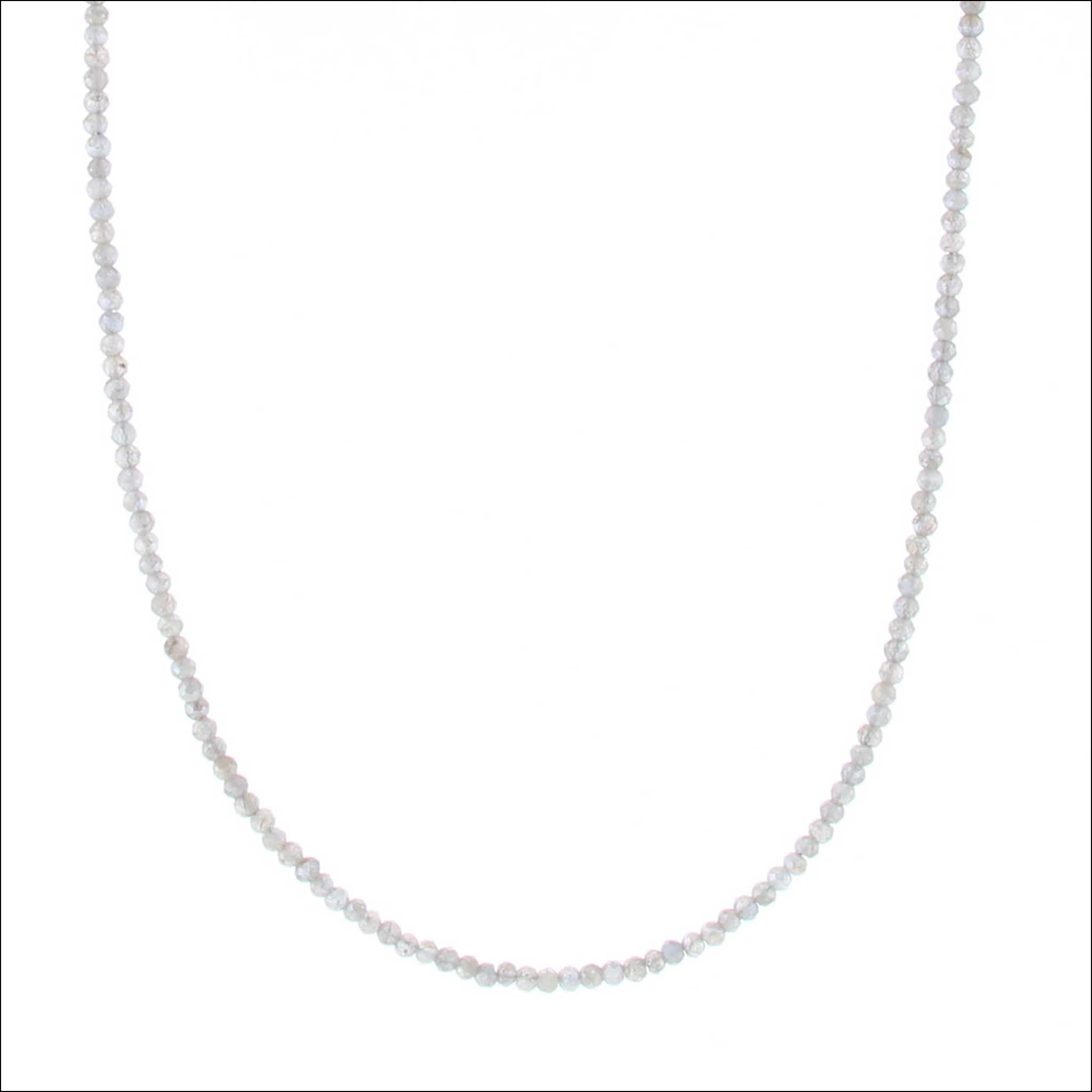 Labradorite Bead Strand Necklace 14KW 16" detail