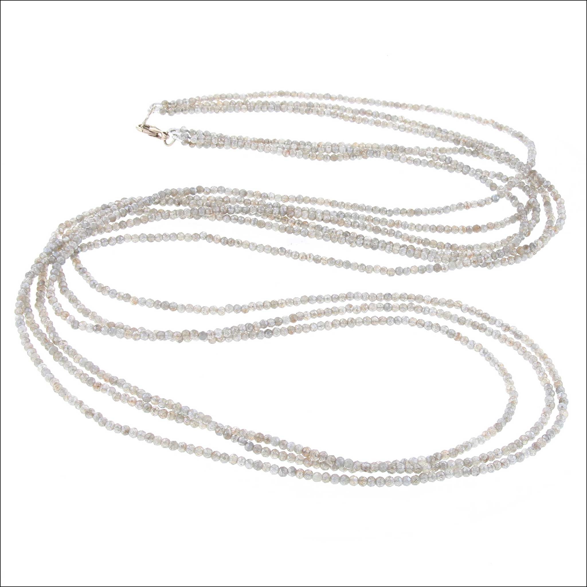 Labradorite Bead Triple Strand Necklace 14KW 36" whole