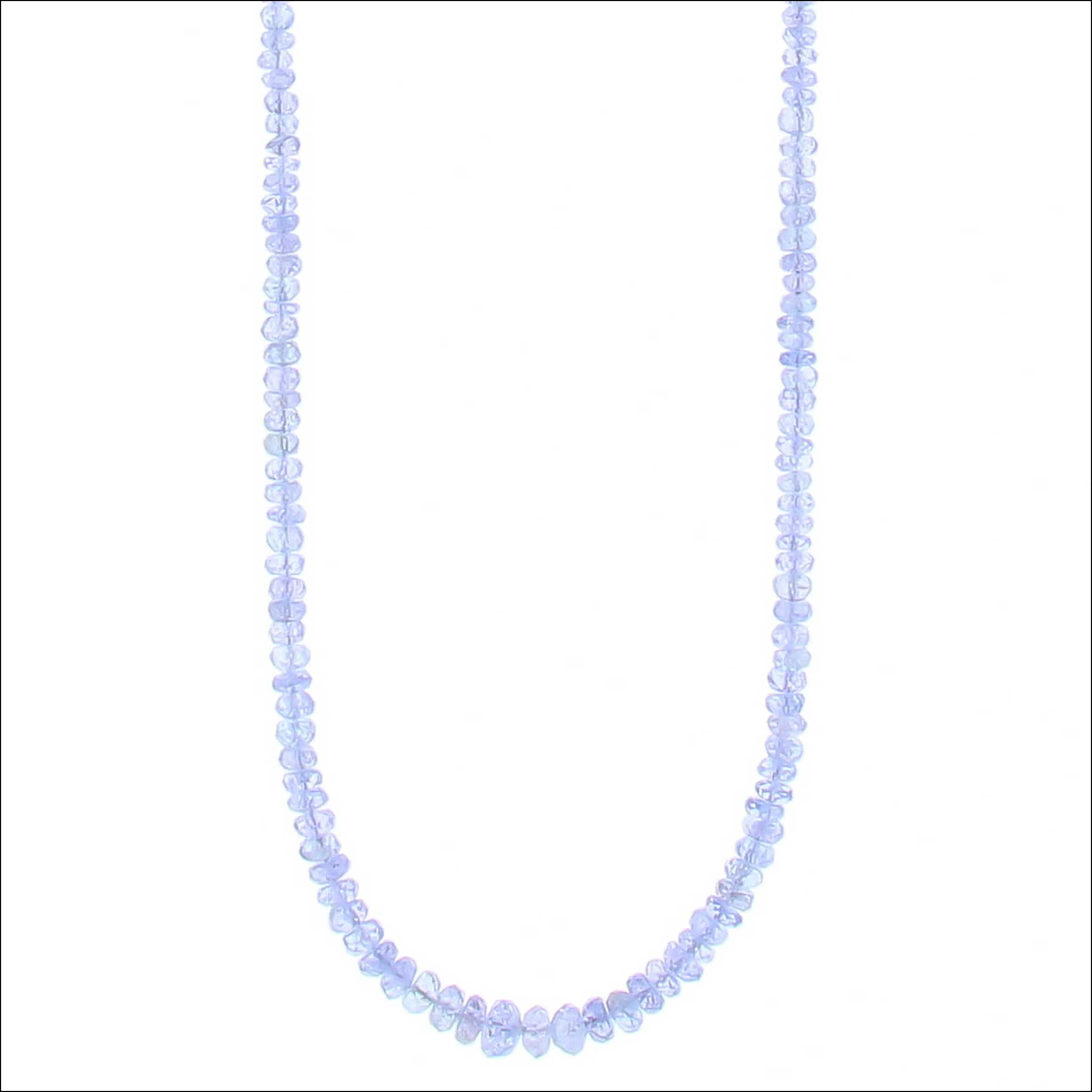 Tanzanite Bead Strand Necklace 14KW 22" detail