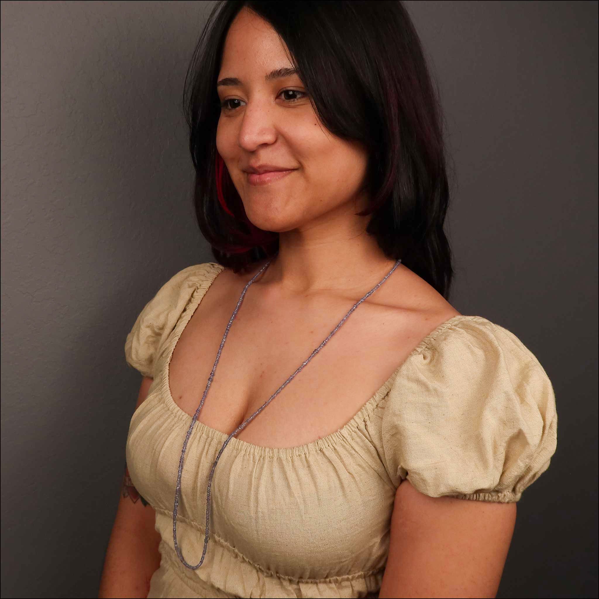 Tanzanite Bead Strand Necklace 18KY 36" model