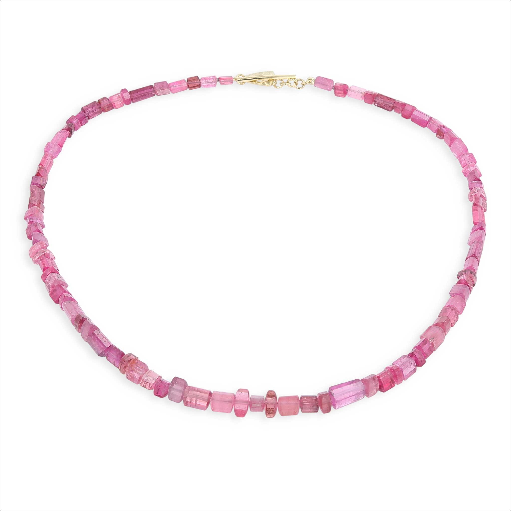Pink Tourmaline Bead Strand Necklace 18KY 18"  whole