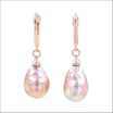 Pink Chinese Freshwater Fireball Pearl Lever Back Earrings 14K Rose front