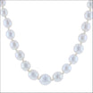 Oval White Chinese Freshwater Pearl Strand Necklace 14KW 18" detail