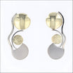 Abstract Disc and Squiggle Earrings 14KW 18KY front