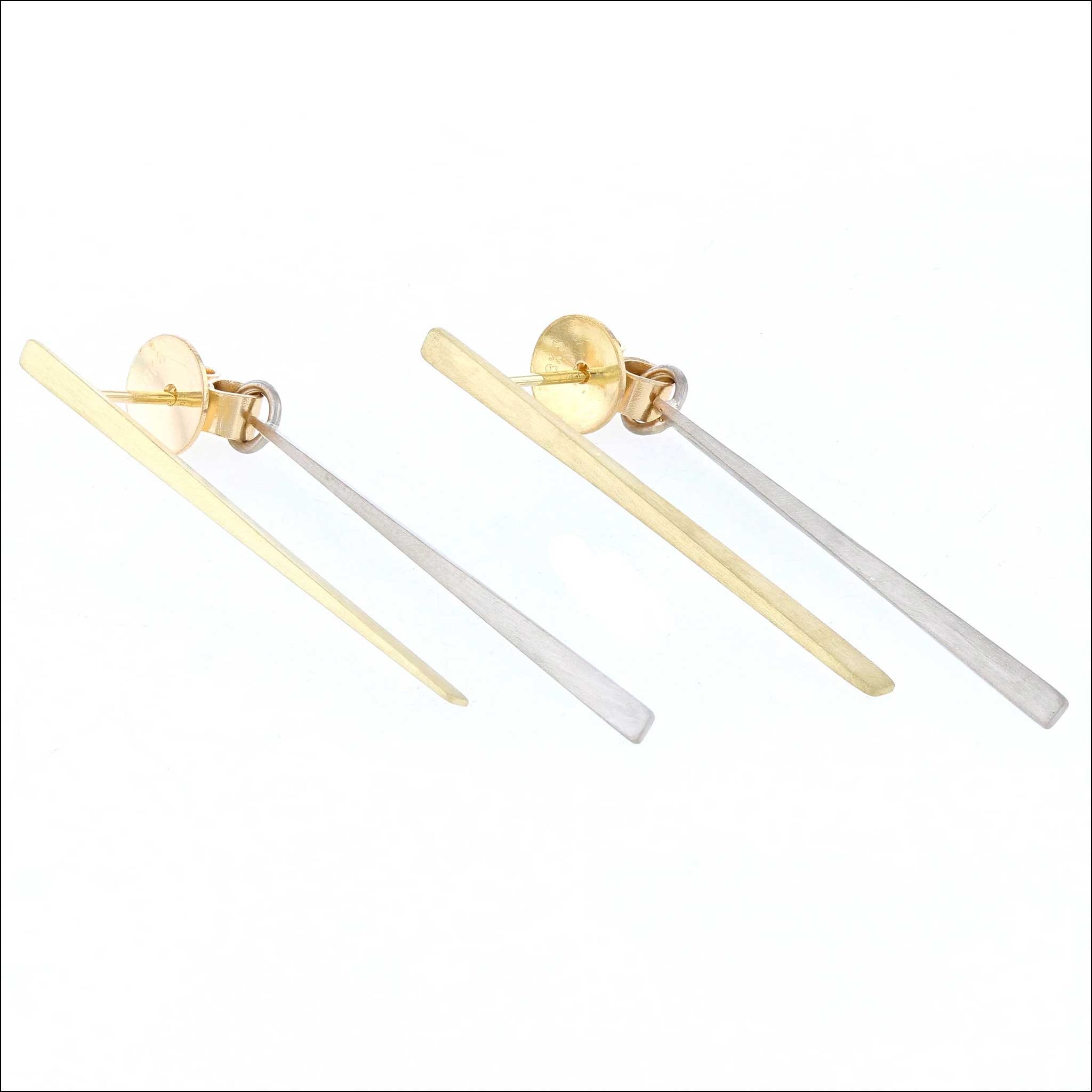 Forged Front and Back Earrings 14KW 18KY side