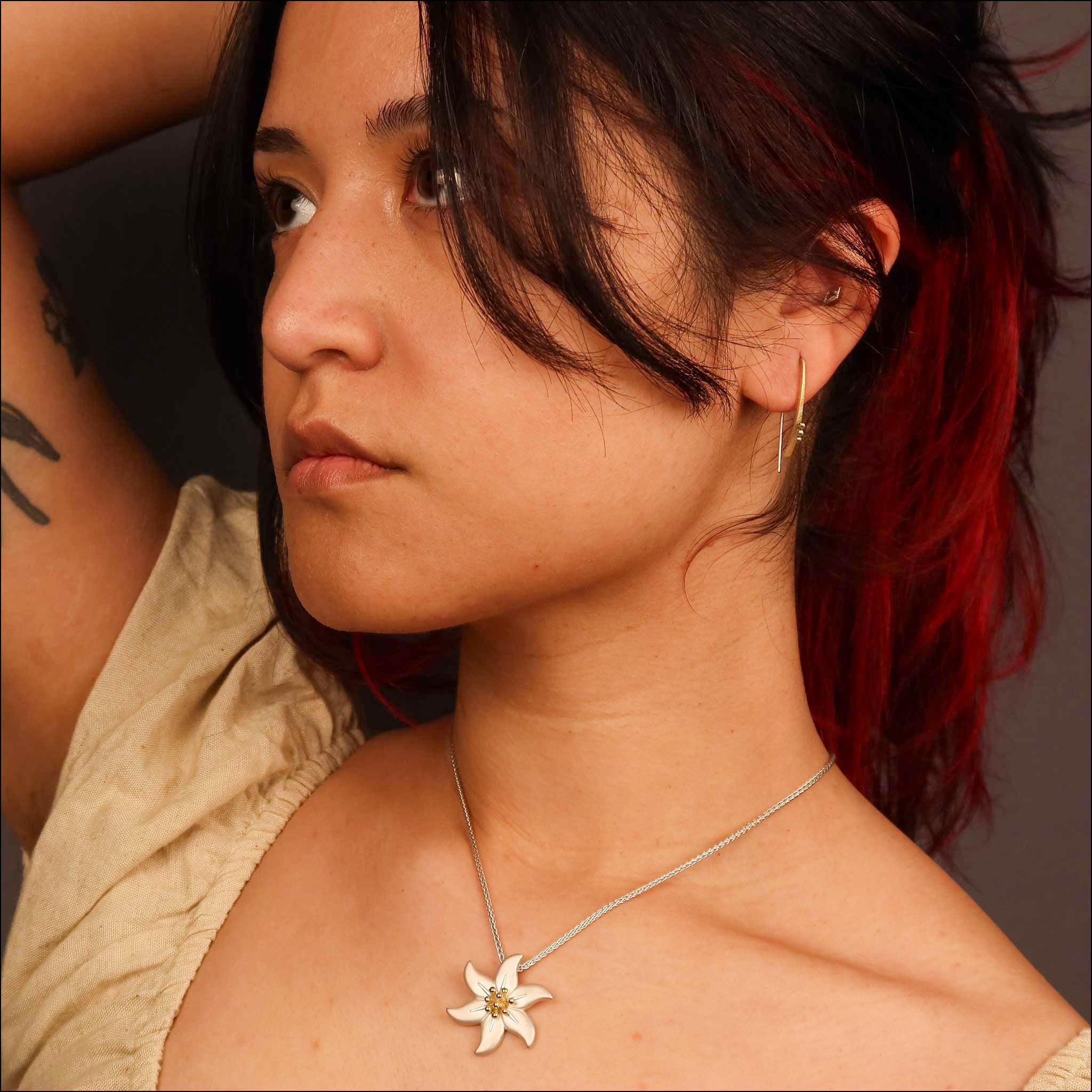 Poinsettia Pendant Sterling Silver 18KY model