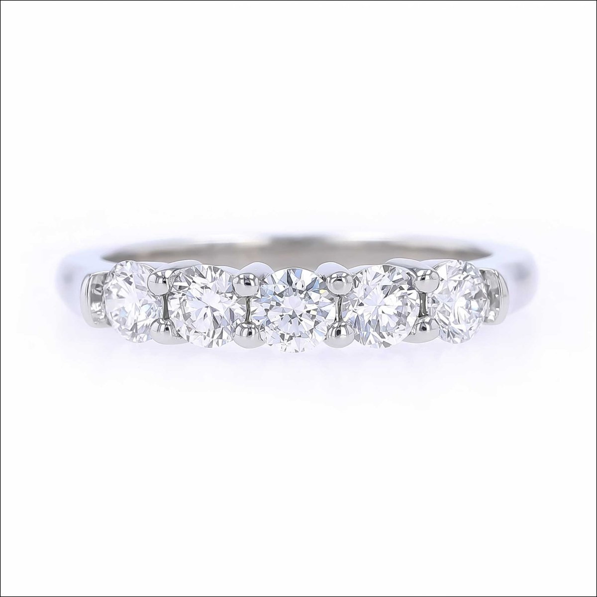 5 Diamond Shared Prong Band Platinum 0.83cttw - JewelsmithBands