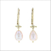 Pink Freshwater Pearl Lever Back Earrings 18KY (Consignment) Jewelsmith - Durham NC - Handcrafted - Earrings