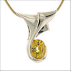 Oval Yellow Sapphire Slide Pendant 18KY (Consignment) front, handcrafted pendants | Jewelsmith, Durham, NC