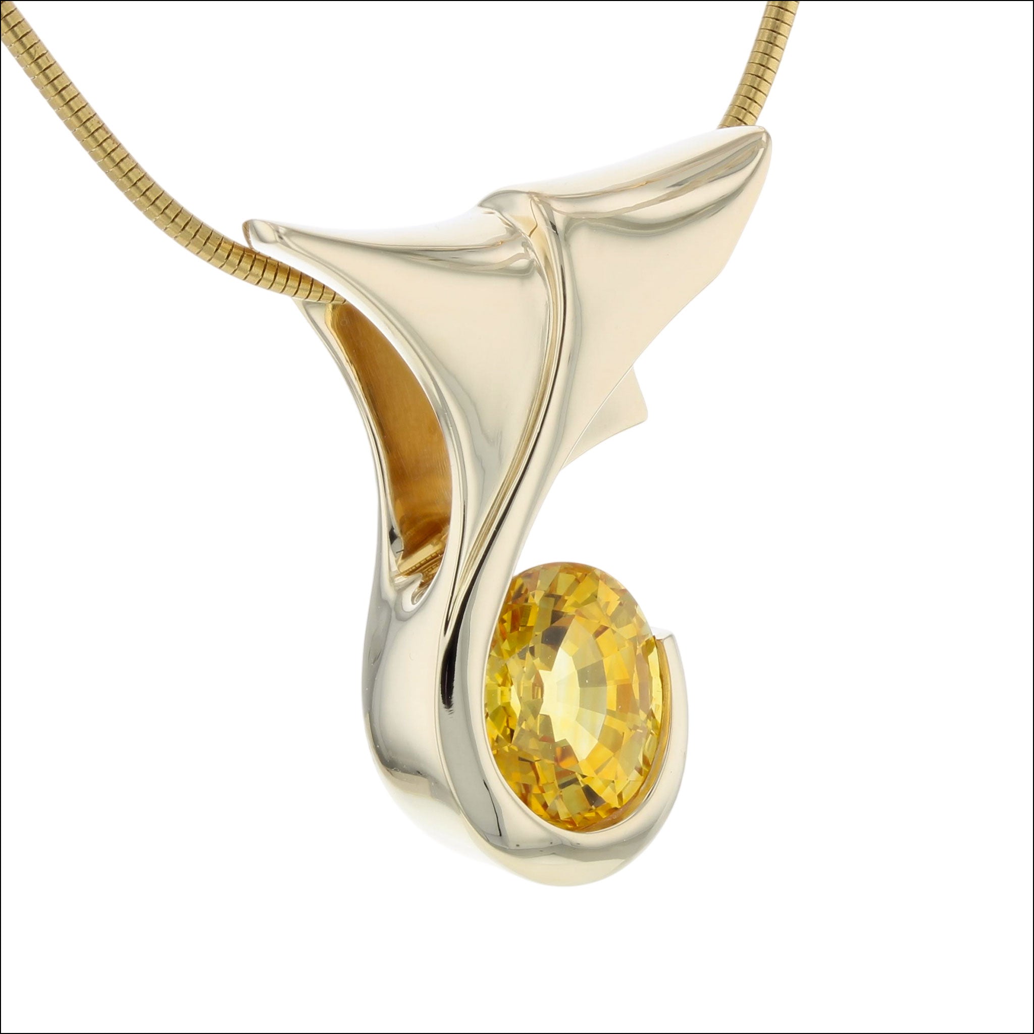 Oval Yellow Sapphire Slide Pendant 18KY (Consignment) side, handcrafted pendants | Jewelsmith, Durham, NC